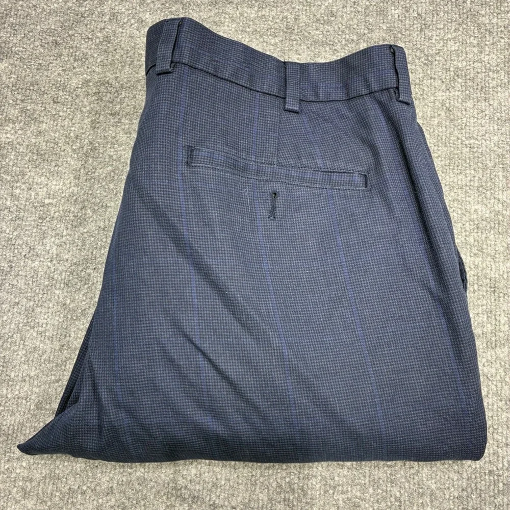 Brooks Brothers Dress Pant Advantage Chino Clark Mens W38 L30 Navy Plaid Cotton